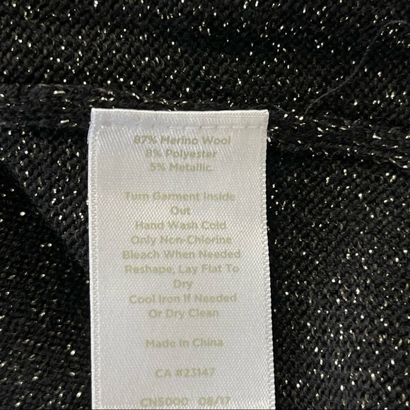 RSVP by Talbots Black Metallic Sparkle Midi Dress Wool Blend Bell Sleeves Small - Picture 15 of 15